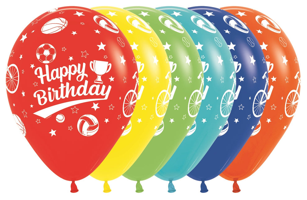 Ballonnen Happy Birthday Sport 30cm 25st