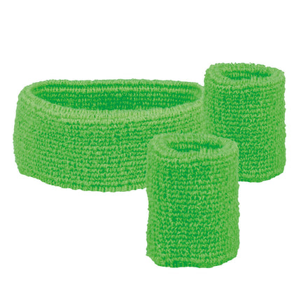 Zweetbandjes Neongroen 3st