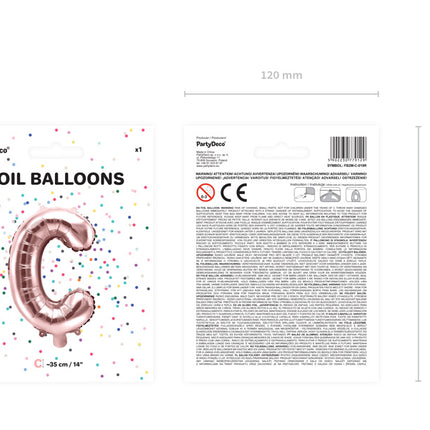 Folie Ballon Letter C Rose Goud Leeg 35cm