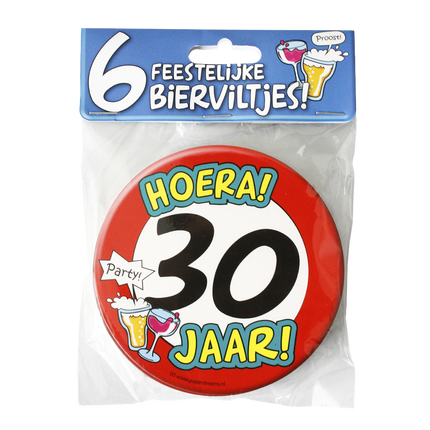 Bierviltjes 30 Jaar 12,5cm 6st