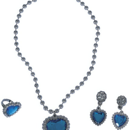 Sieraden Set Zilver Hart Blauw