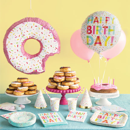 Helium Ballon Happy Birthday Donut 45cm leeg