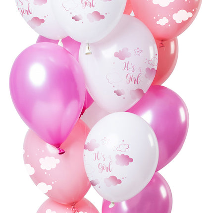 Geboorte Ballonnen It's a Girl 30cm 12st