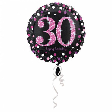 Helium Ballon 30 Jaar Roze 43cm leeg