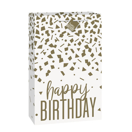 Cadeautasje Happy Birthday Goud Confetti