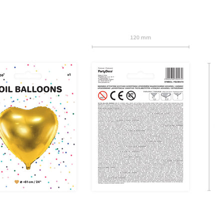 Helium Ballon Hart Goud Leeg 61cm