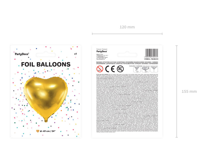 Helium Ballon Hart Goud Leeg 61cm