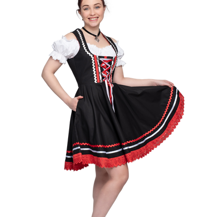 Oktoberfest Dirndl Jurk Oktoberfest Zwart Rood Dames 2 Delig