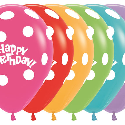 Ballonnen Birthday Dots Mix 30cm 25st