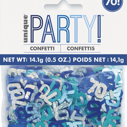 70 Jaar Confetti Zak Blauw 14gr