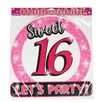 Deurbord 16 Jaar Sweet 16 Lets Party! 50cm