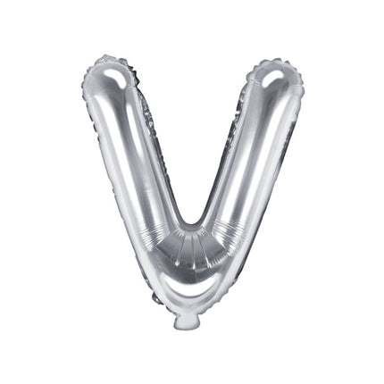 Folie Ballon Letter V Zilver Leeg 35cm