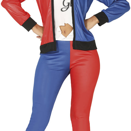 Harley Quinn Kostuum Rood Blauw Dames