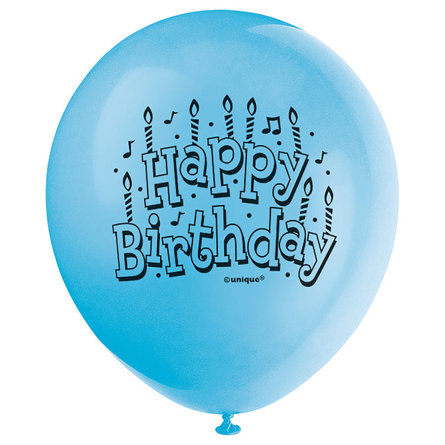 Happy Birthday Ballonnen Blauw 23cm 15st