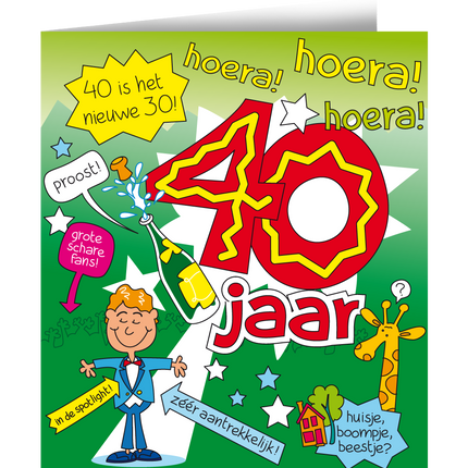 Verjaardagskaart 40 Jaar Man Cartoon 16,5cm