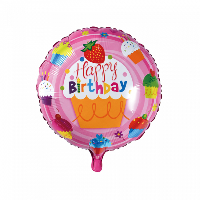 Helium Ballon Happy Birthday Cupcakes 45cm leeg