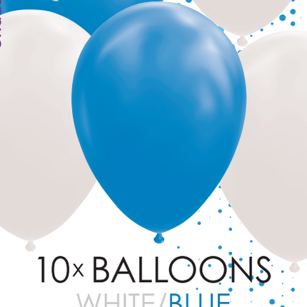 Wit Blauwe Ballonnen 30cm 10st