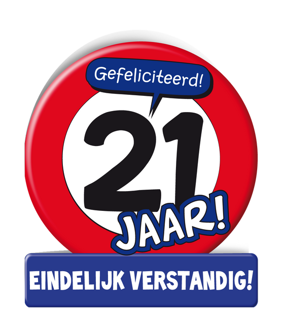 Verjaardagskaart 21 Jaar Verkeersbord 16,5cm