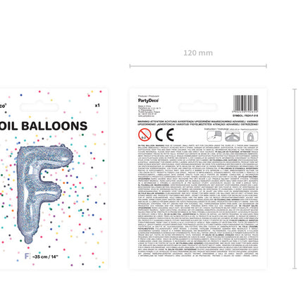 Folie Ballon Letter F Holografisch Leeg 35cm