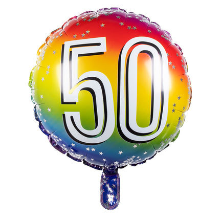 Regenboog Cijfer Ballon 50 Jaar 45cm