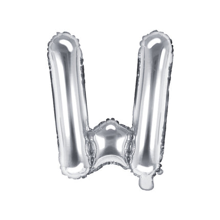 Folie Ballon Letter W Zilver Leeg 35cm