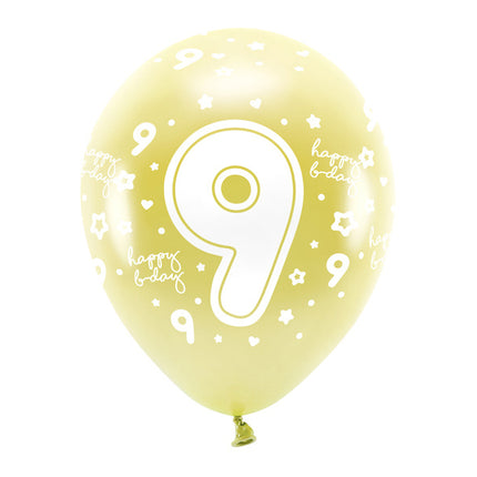 Ballonnen 9 Jaar Goud 33cm 6st