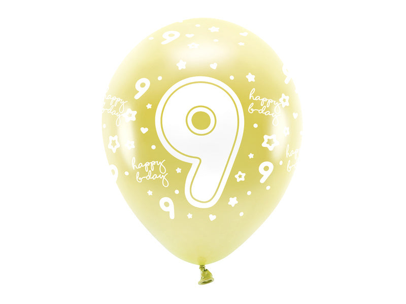 Ballonnen 9 Jaar Goud 33cm 6st