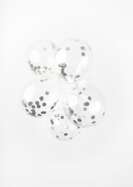 Confetti Ballonnen Zilver 30cm 6st