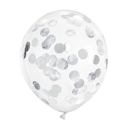 Confetti Ballonnen Zilver Deluxe 30cm 6st