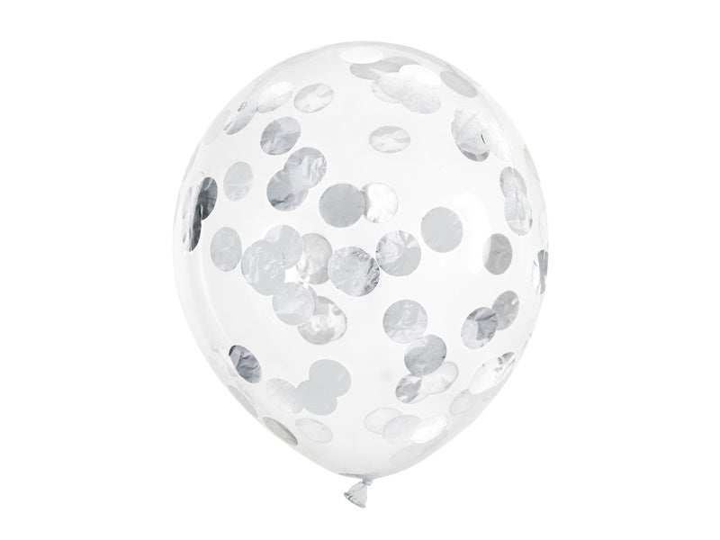 Confetti Ballonnen Zilver Deluxe 30cm 6st