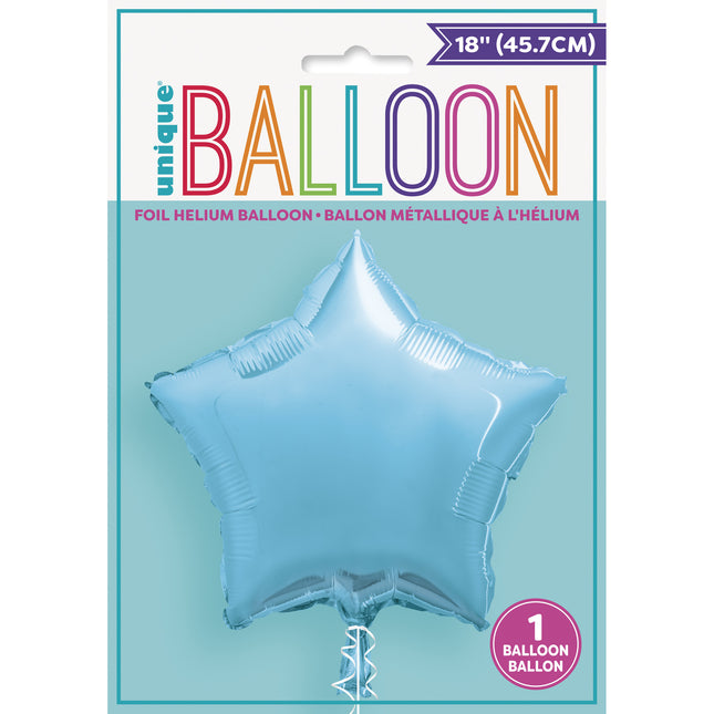 Helium Ballon Ster Lichtblauw Leeg 45cm