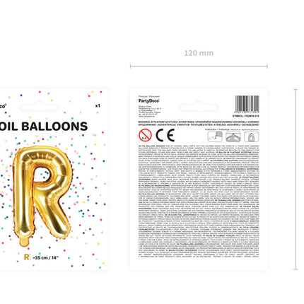 Folie Ballon Letter R Goud Leeg 35cm