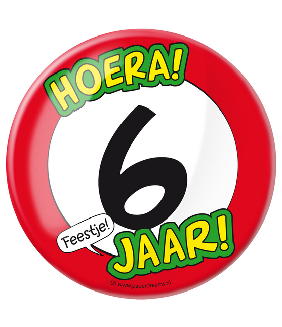 Button 6 jaar Verkeersbord 10,2cm