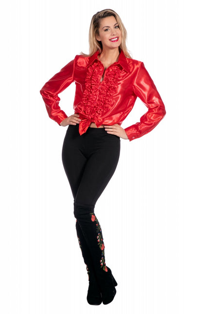 Disco Blouse Ruches Rood