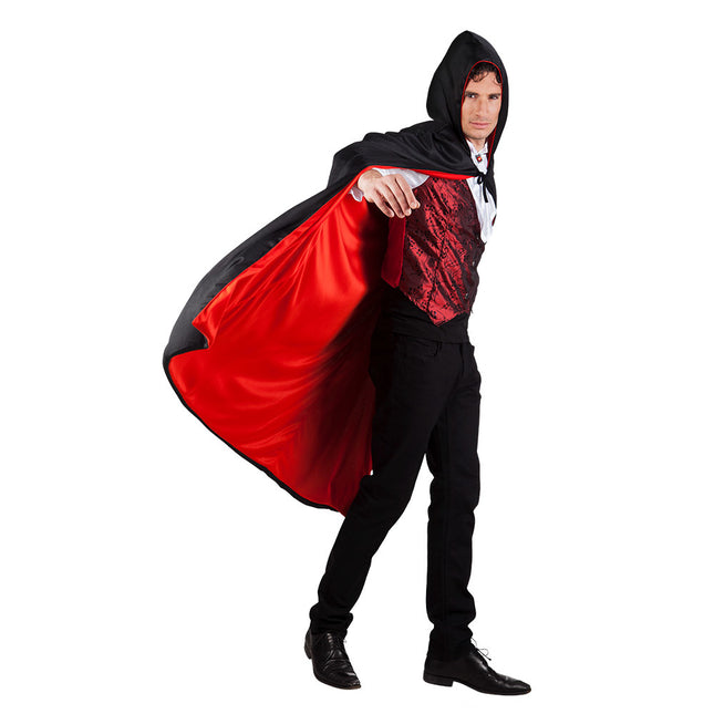 Halloween Cape Omkeerbaar Zwart Rood 1,7m