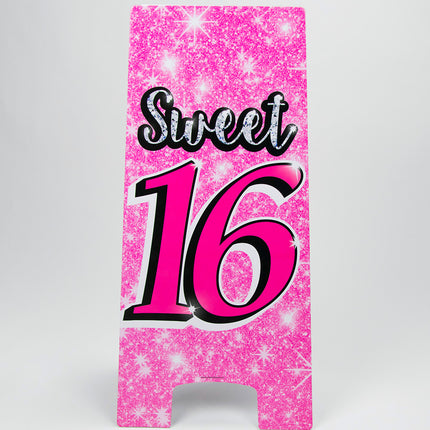 Warning Sign Sweet 16 Roze 62,5cm