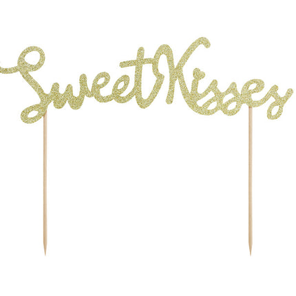 Taarttopper Sweet Kisses Goud 16cm