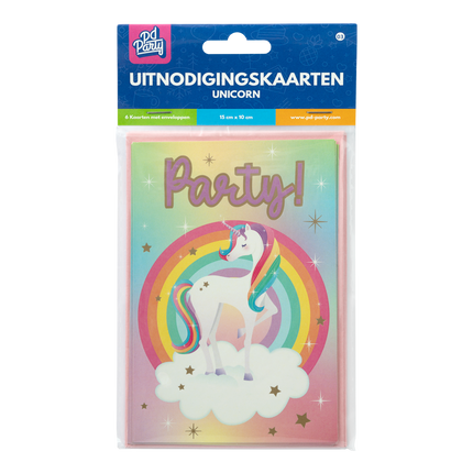 Unicorn Uitnodigingen Gekleurd 6st