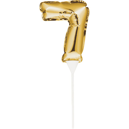 Gouden Taarttopper 7 Jaar Folie Ballon 13cm