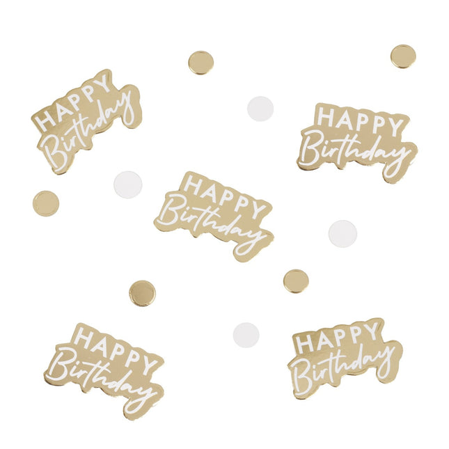 Happy Birthday Tafelconfetti Goud/Wit