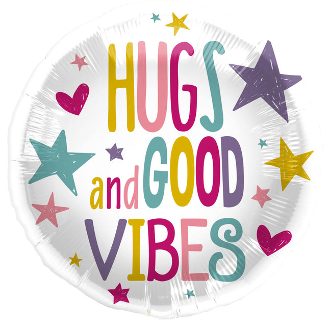 Helium Ballon Hugs And Good Vibes Leeg 45cm