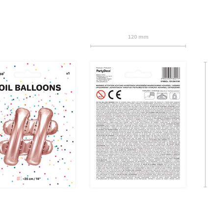 Folie Ballon Letter # Rose Goud Leeg 35cm