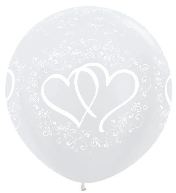 Ballonnen Entwinted Hearts Pearl White 91cm 2st