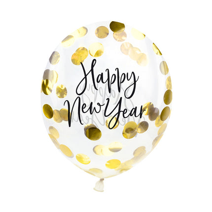 Confetti Ballonnen Happy New Year 27cm 3st