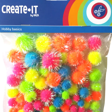 Pompoms Glitter Neon Mix 75st