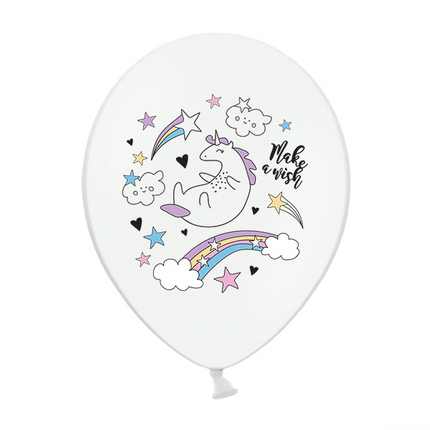 Unicorn Ballonnen Wit 30cm 6st