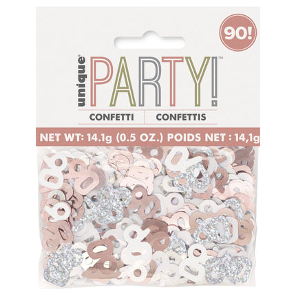 90 Jaar Confetti Zak Rose Goud 14gr