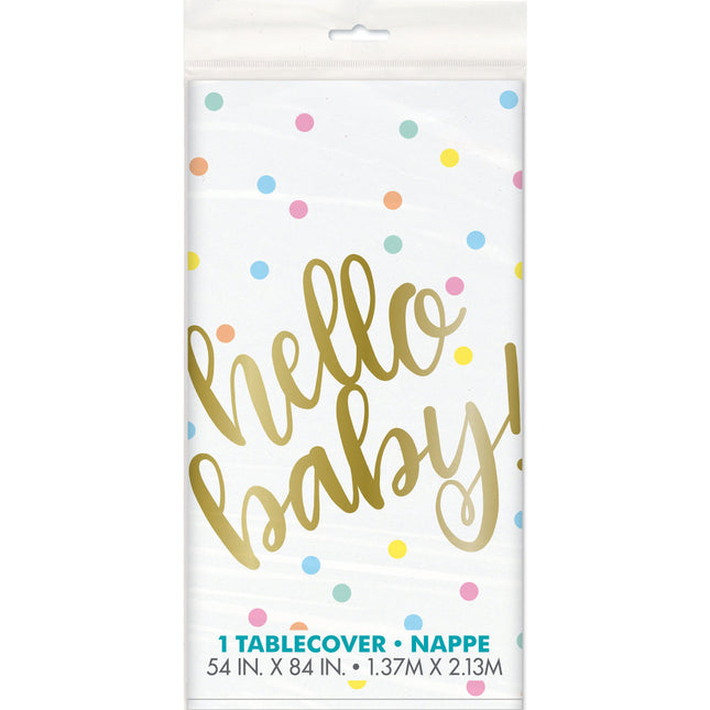 Geboorte Tafelkleed Hello Baby Babyshower 2,13m