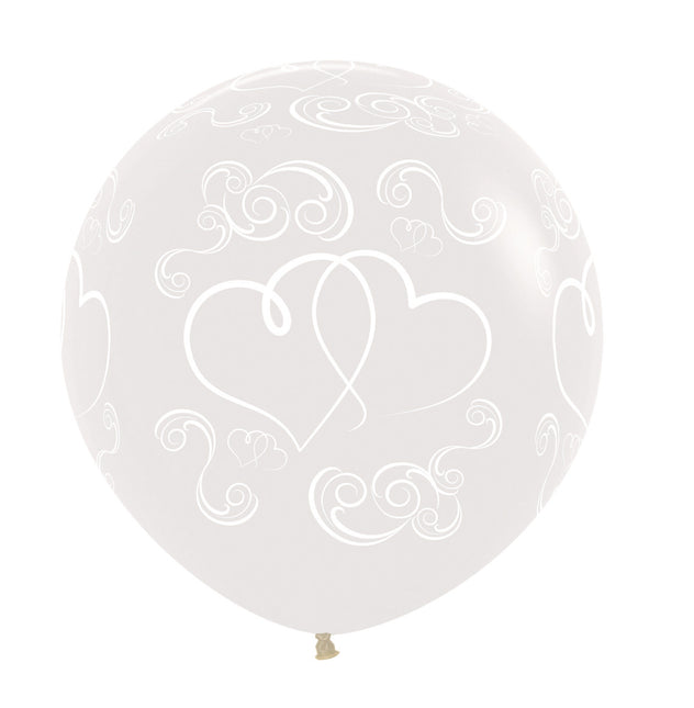 Ballonnen Crossed Hearts Crystal Clear 61cm 3st