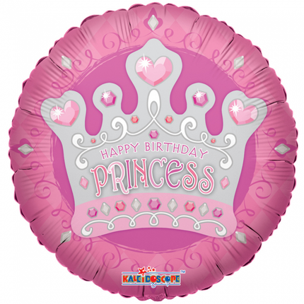 Helium Ballon Happy Birthday Princess Kroon 45cm leeg